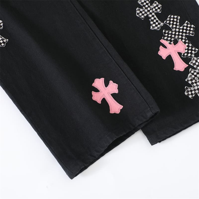 Calça Chrome Hearts Jeans Cross Patch Fleurknee