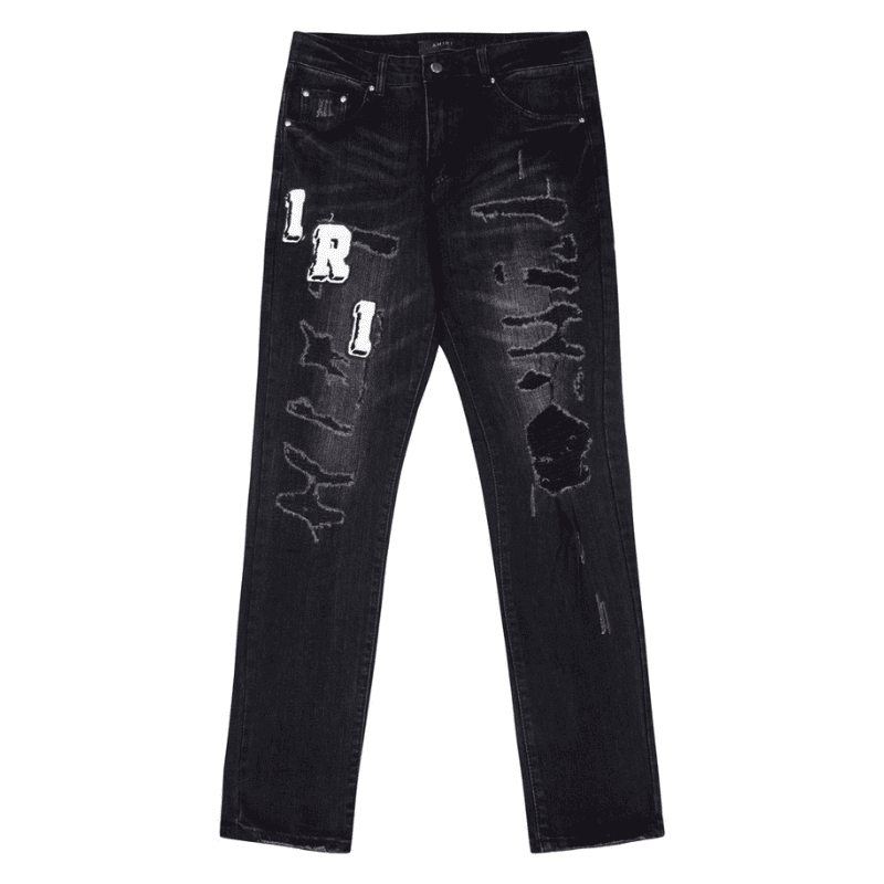 Calça Amiri Distressed Varsity Logo Jeans