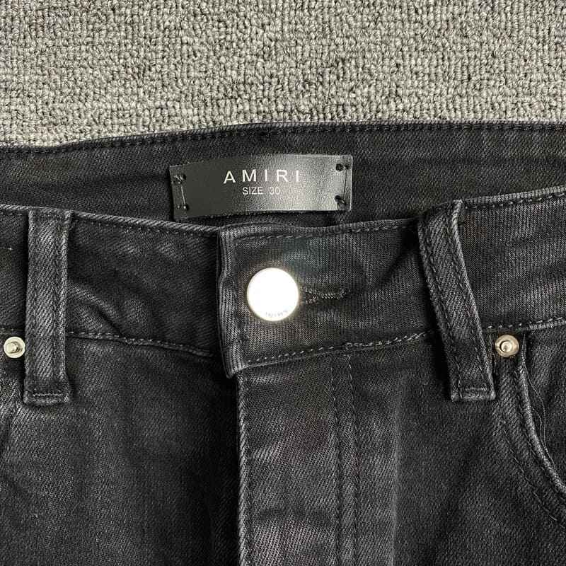 Calça Amiri Jeans Logo Preta/Vermelha