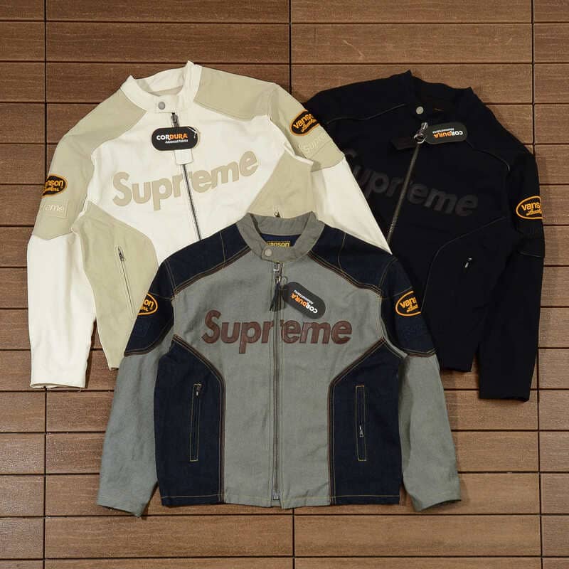 Jaqueta Supreme x Vanson Leathers Cordura White Cream