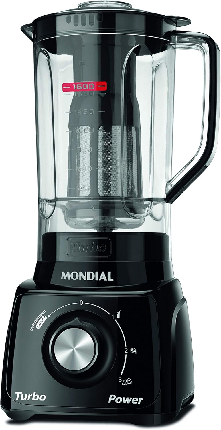 Liquidificador Mondial, Turbo Power - Preto 550W, Preto, 2,2 L - L-99 FB