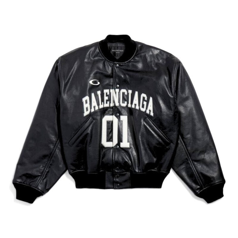 Jaqueta Balenciaga Basketball Bomber Leather Black