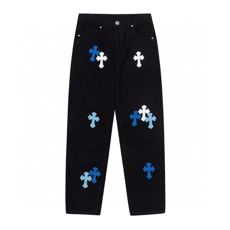 Calça Chrome Hearts Jeans Cross White/Blue