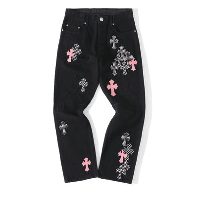 Calça Chrome Hearts Jeans Cross Patch Fleurknee