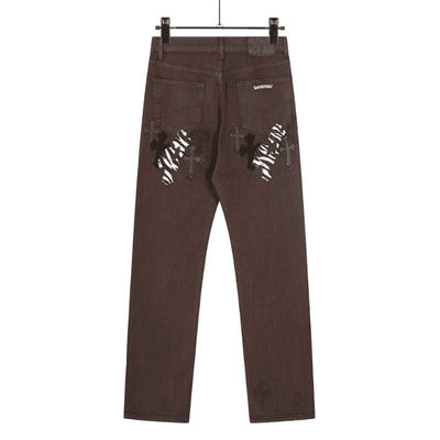 Calça Jeans Chrome Hearts Patches Cross Bown