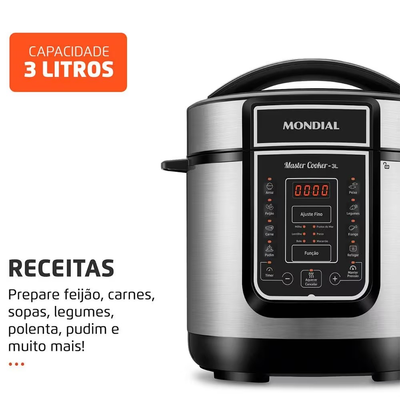 Panela Elétrica de Pressão Mondial Digital Master Cooker PE-40 3L - Preta/Inox