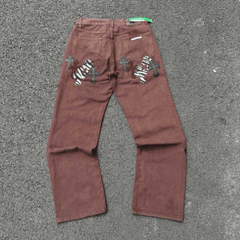 Calça Jeans Chrome Hearts Patches Cross Bown