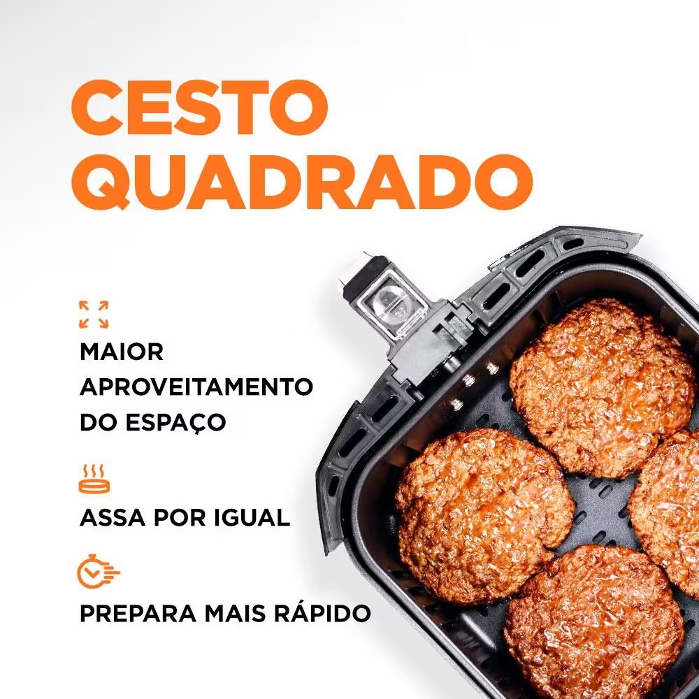 Fritadeira Elétrica Sem Óleo Air Fryer Mondial AFN40BI Family Inox 4L - Preta/Inox