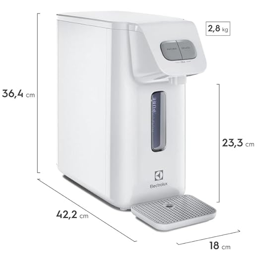 Purificador Electrolux de Água Gelada Fria e Natural Elétrico Compacto Eletronico placa Electrolux Filtro refil 6 meses ou 3000l Bivolt Branco PE15B