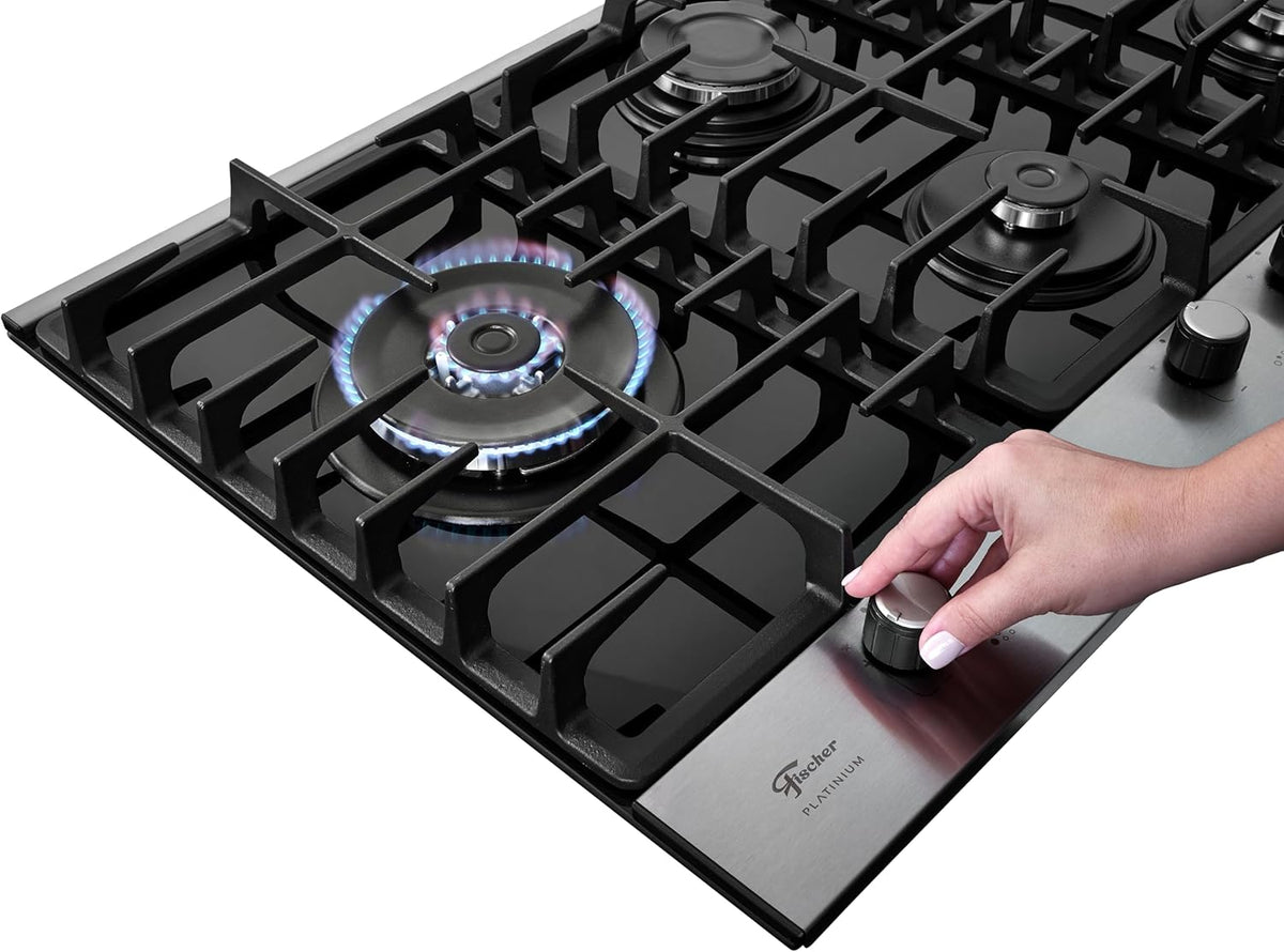 Cooktop à Gás Fischer 5 Bocas Platinium Mesa Vidro Preto 33810-92122