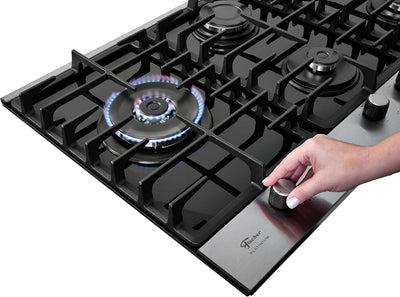 Cooktop à Gás Fischer 5 Bocas Platinium Mesa Vidro Preto 33810-92122