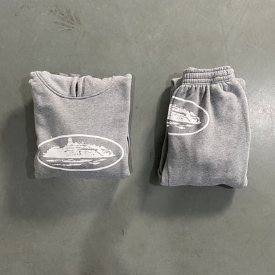Conjunto Moletom Corteiz RTW Cinza