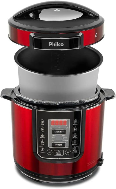 Panela de pressão, Digital inox red ppp01, 6L, Vermelho, Philco