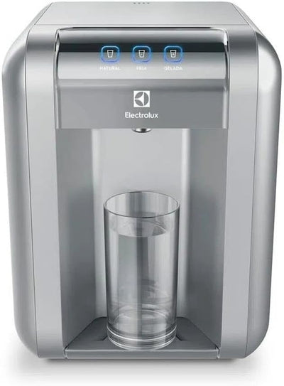 Purificador de Água Gelada Fria e Natural Elétrico Compacto Eletronico placa Electrolux cinza prata com Painel Touch Bivolt PE11X