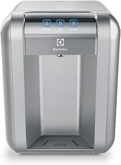 Purificador de Água Gelada Fria e Natural Elétrico Compacto Eletronico placa Electrolux cinza prata com Painel Touch Bivolt PE11X