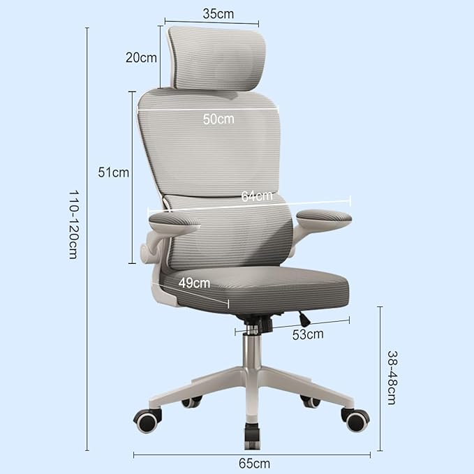 Cadeira de escritório, design ergonômico com suporte lombar independente, malha respirável e encosto de cabeça ajustável