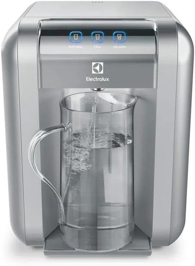 Purificador de Água Gelada Fria e Natural Elétrico Compacto Eletronico placa Electrolux cinza prata com Painel Touch Bivolt PE11X
