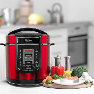 Panela de pressão, Digital inox red ppp01, 6L, Vermelho, Philco