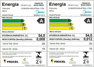 Forno Micro-ondas 20L Branco Espelhado Midea 127V MRAM21