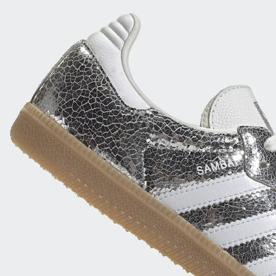 SAMBA OG Silver Metallic Cracked Leather