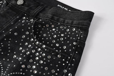 Bermuda Purple Brand Jeans Diamonds Black