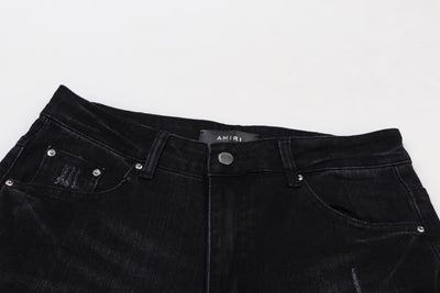 Calça Amiri Distressed Varsity Logo Jeans