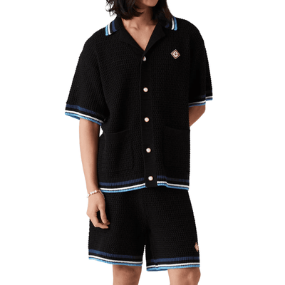 Conjunto Casablanca Crochê Gothic Preto e Azul