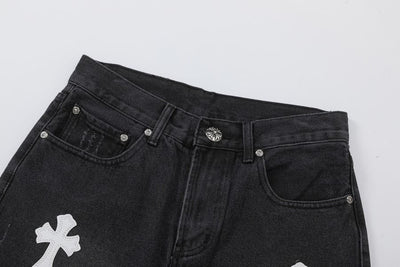 Bermuda Chrome Hearts Cross White Jeans