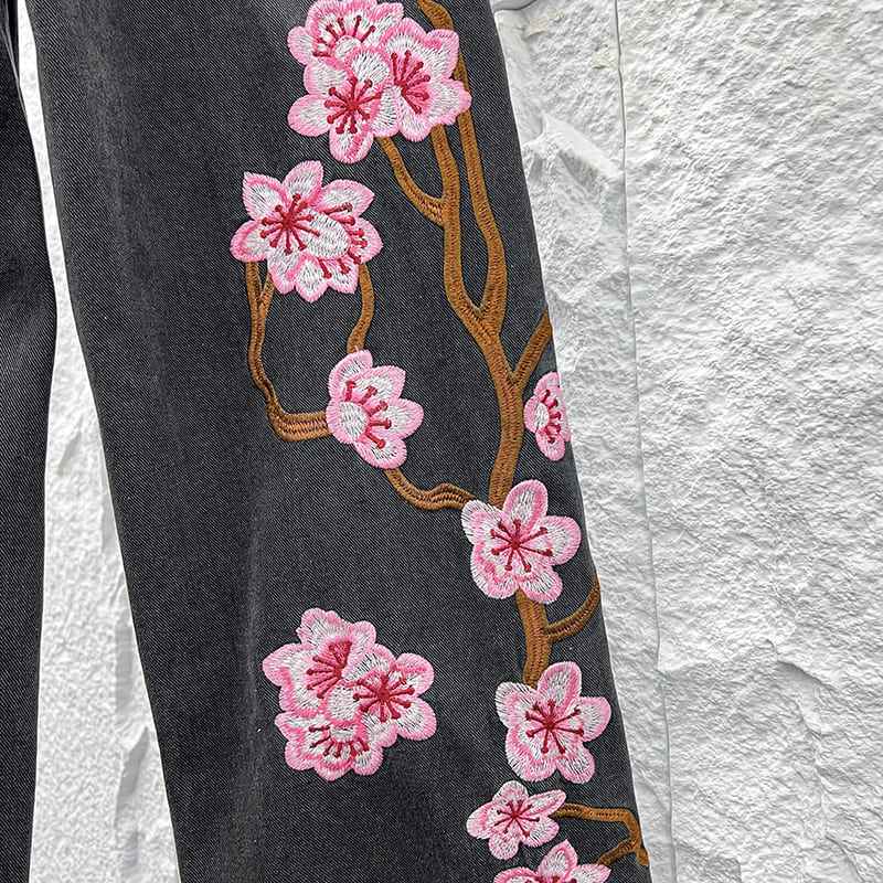 Calça Purple Pink Flowers Jeans